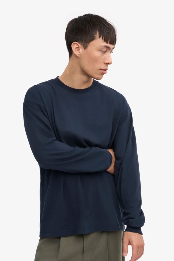 SHIRT OVERSIZED ORGANIC LS T-SHIRT NAVY B