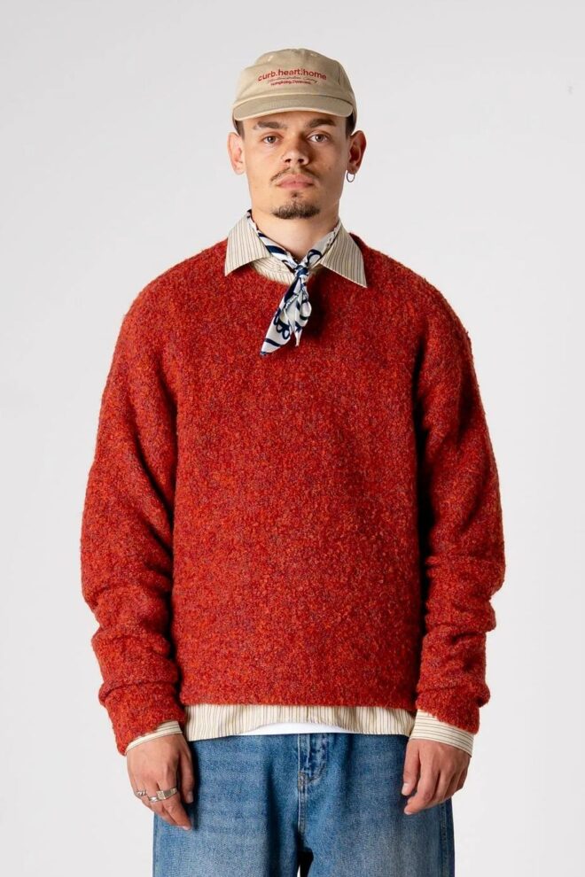 PULLOVER WBKURT LOOP CREW DARK RED