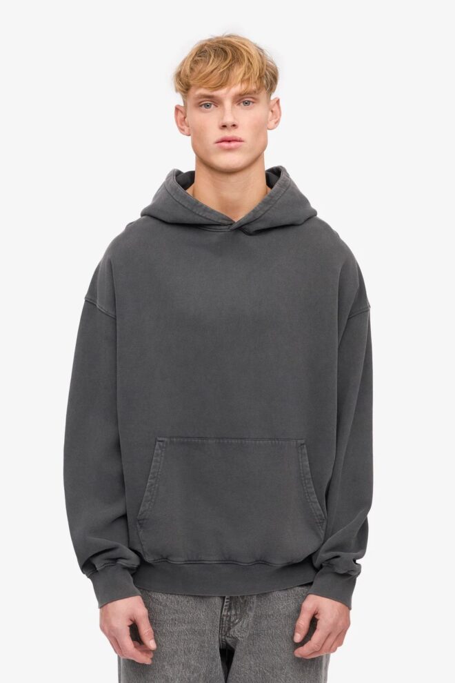 SWEATER ORGANIC OVERSIZED HOOD FADED BLACK