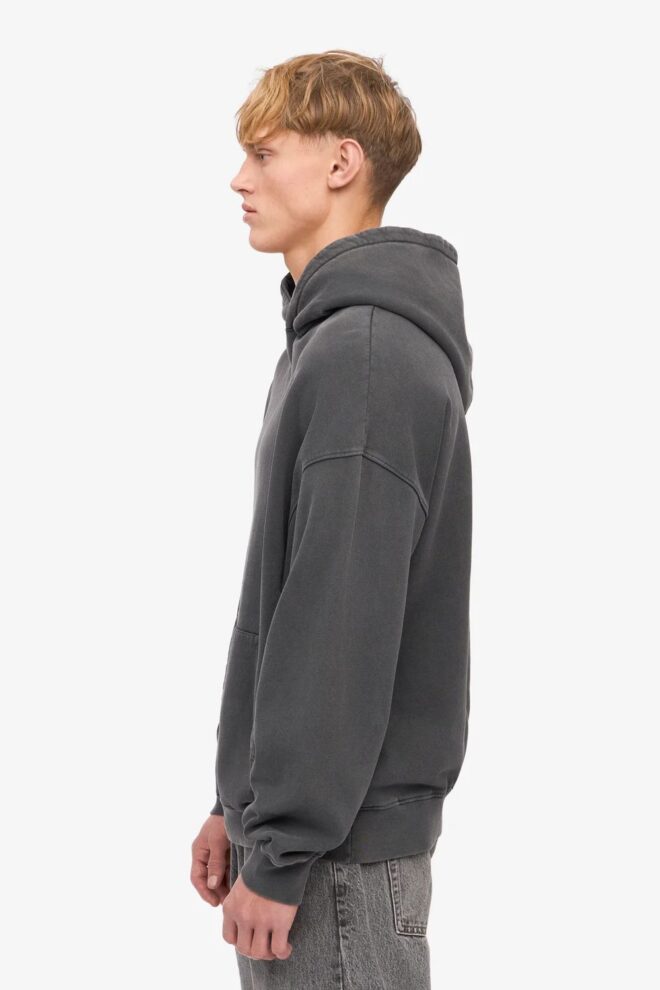 SWEATER ORGANIC OVERSIZED HOOD FADED BLACK
