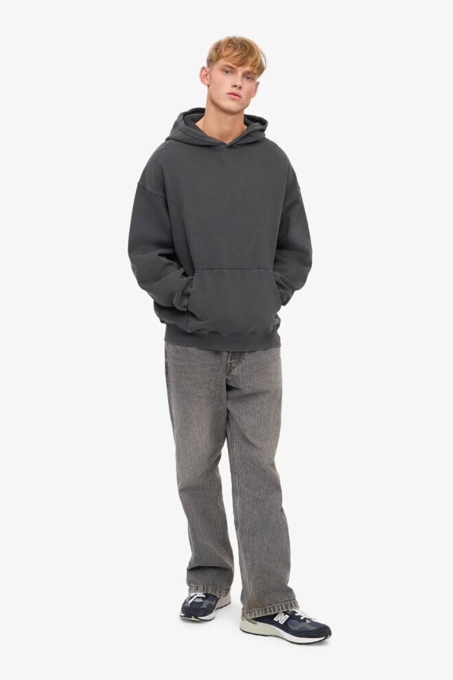 SWEATER ORGANIC OVERSIZED HOOD FADED BLACK
