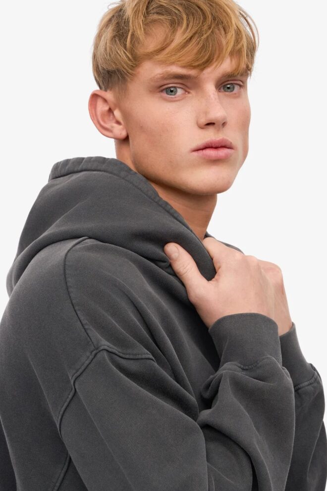 SWEATER ORGANIC OVERSIZED HOOD FADED BLACK
