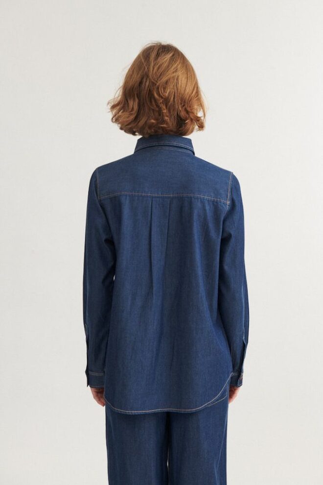 BLUSE BINE LS SHIRT MID BLUE
