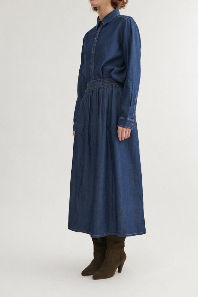 ROCK BINE LONG SKIRT MID BLUE
