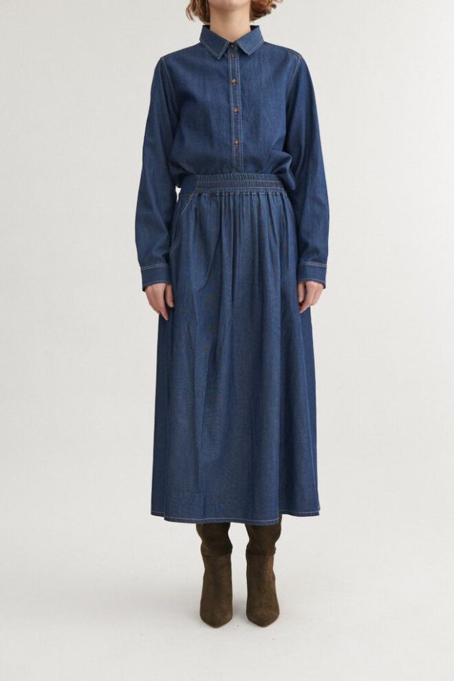 ROCK BINE LONG SKIRT MID BLUE