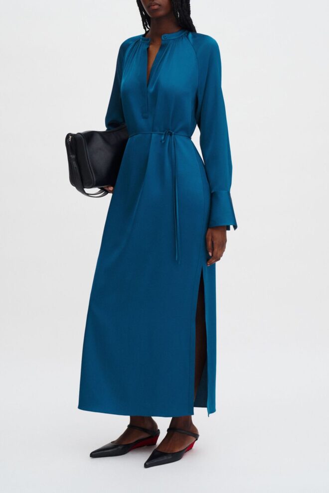 KLEID 31623 GATHERED DRESS NIGHT TEAL