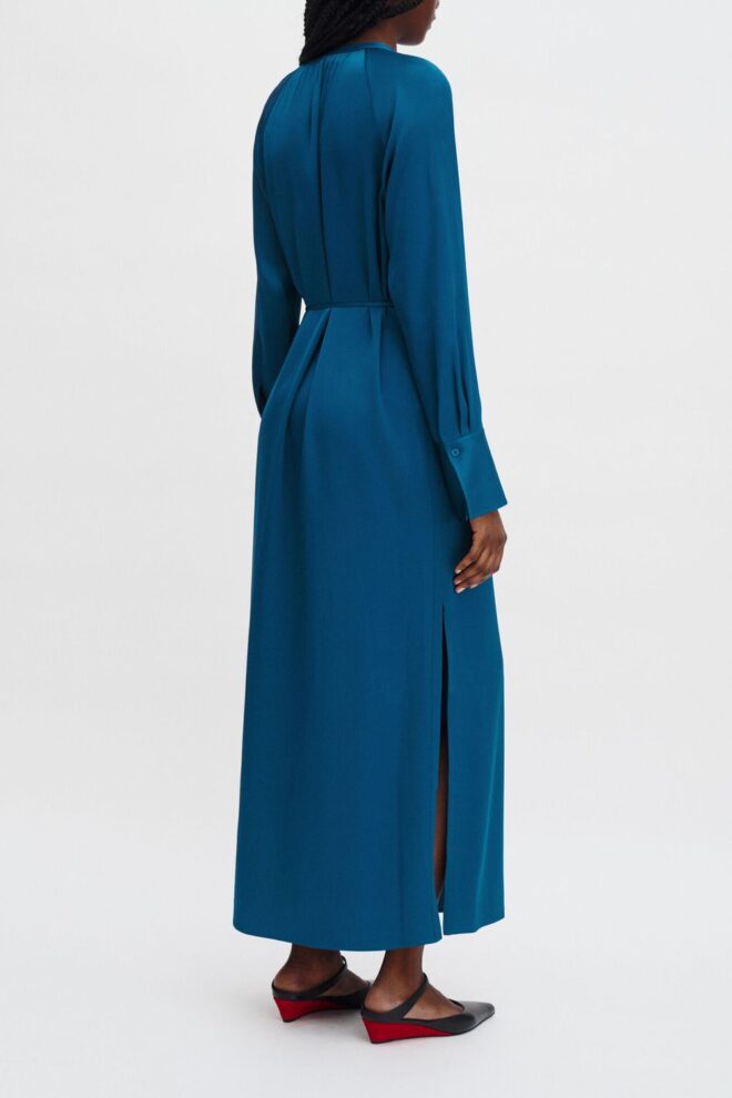 KLEID 31623 GATHERED DRESS NIGHT TEAL