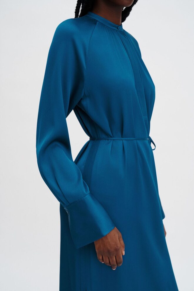 KLEID 31623 GATHERED DRESS NIGHT TEAL