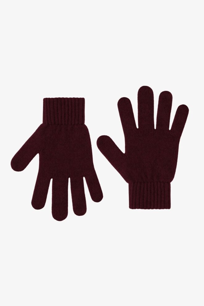 HANDSCHUHE MERINO WOOL GLOVES OXBLOOD RED