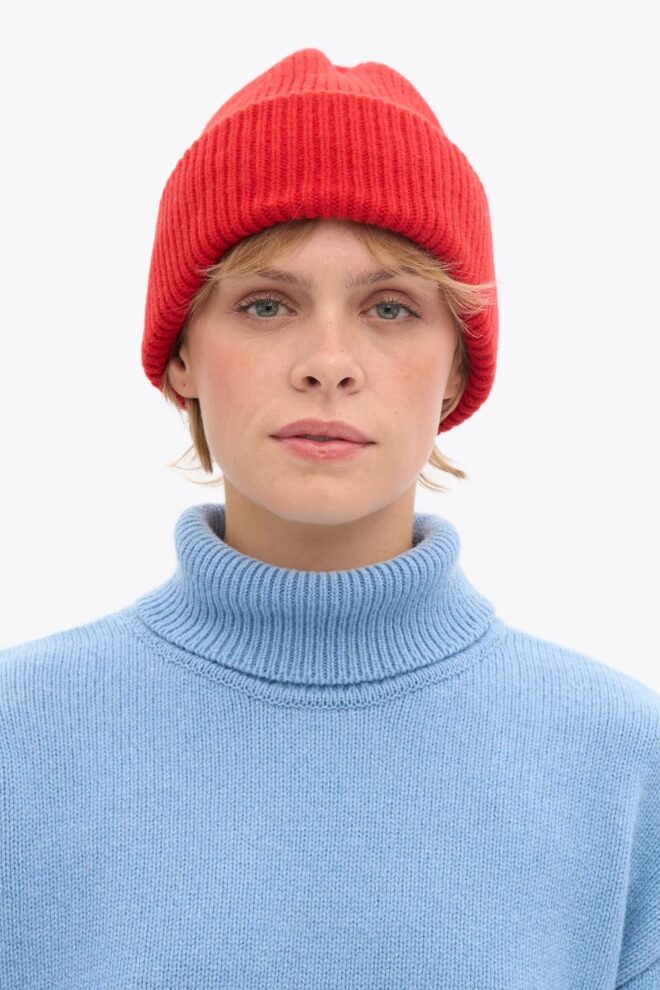 MÜTZE MERINO WOOL HAT RED TANGERINE