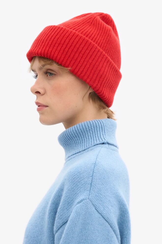 MÜTZE MERINO WOOL HAT RED TANGERINE
