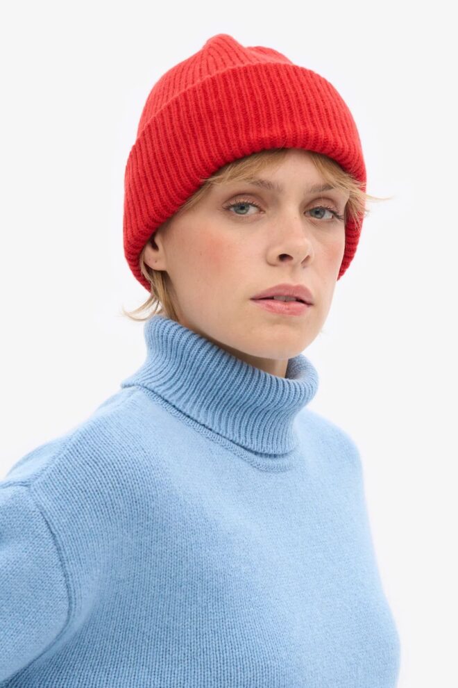 MÜTZE MERINO WOOL HAT RED TANGERINE