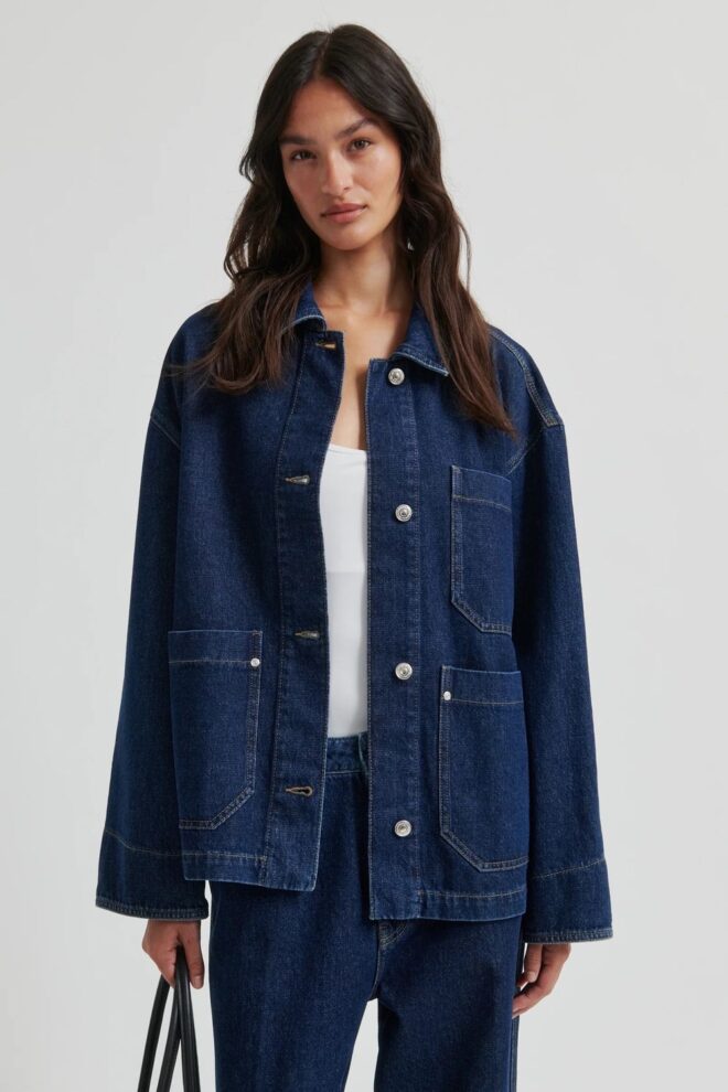 BLUSE COLUMBO DENIM JACKET DARK BLUE