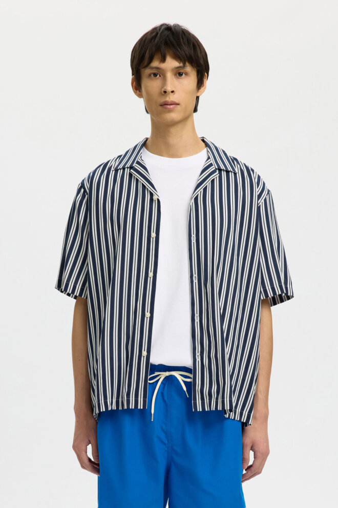 HEMD 16091381 SLMCASPER SS BLUE STRIPE