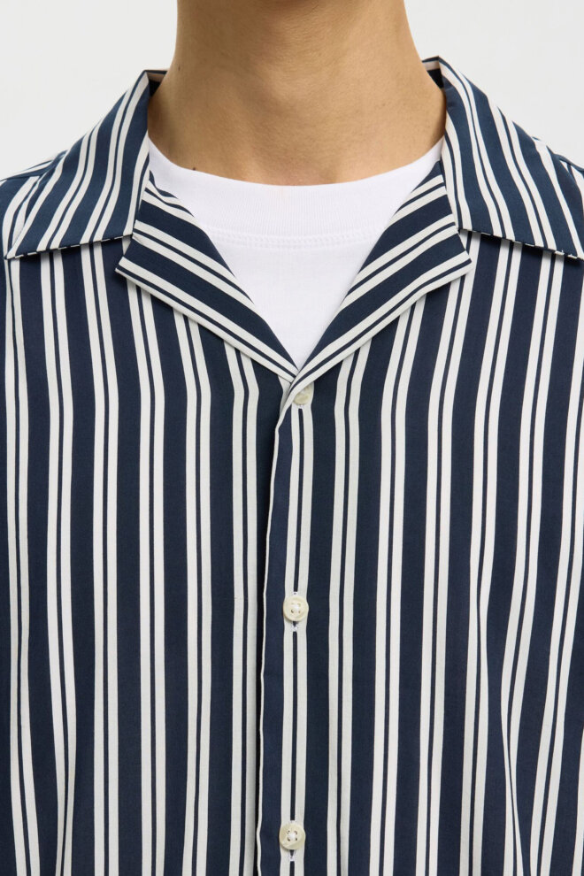 HEMD 16091381 SLMCASPER SS BLUE STRIPE