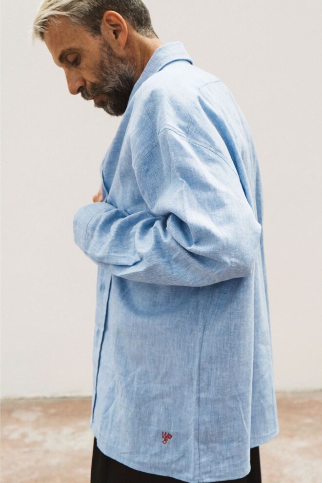 HEMD CARLOS LONG AZZURO