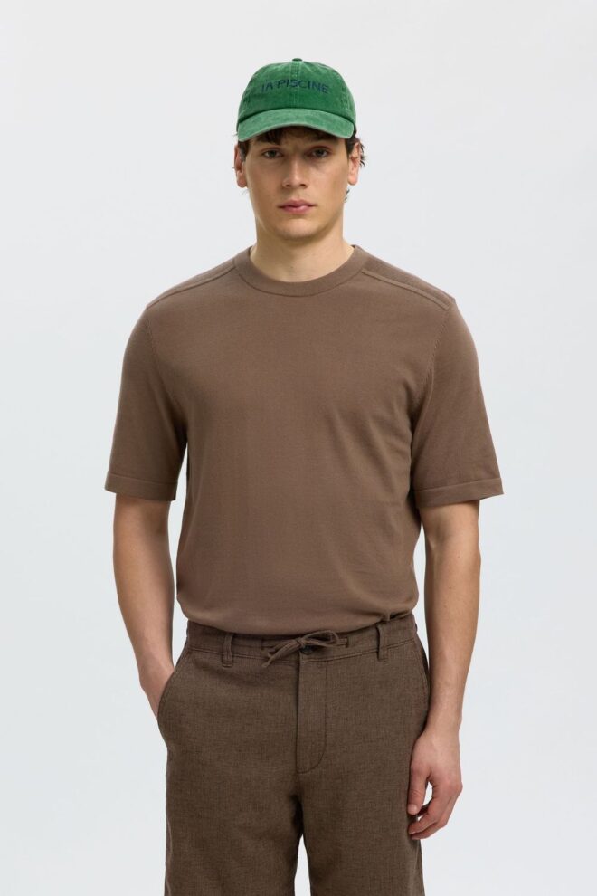 PULLOVER 16098946 SLMBERG SS KNIT CHOCOLATE