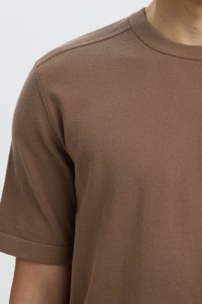 PULLOVER 16098946 SLMBERG SS KNIT CHOCOLATE
