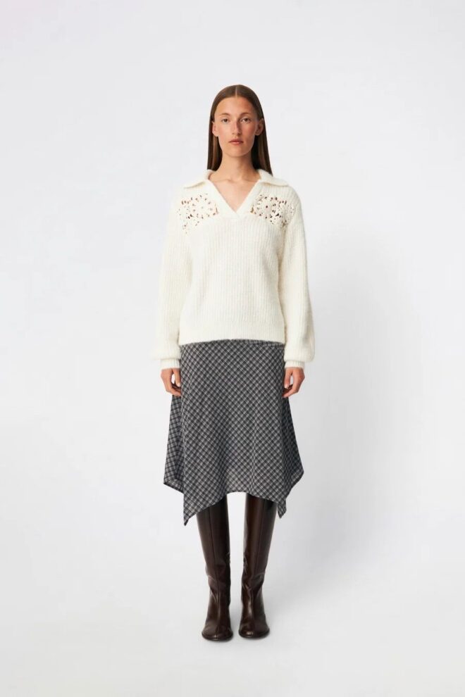 PULLOVER CILLAMD V-NECK VANILLA