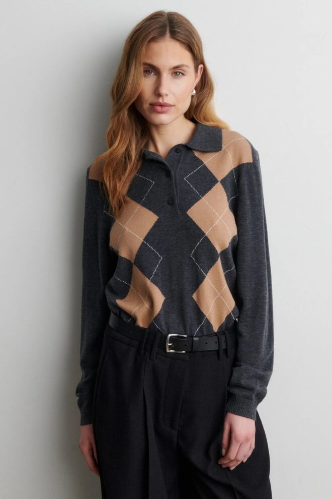 PULLOVER SHAILENE KNIT POLO DARK GREY