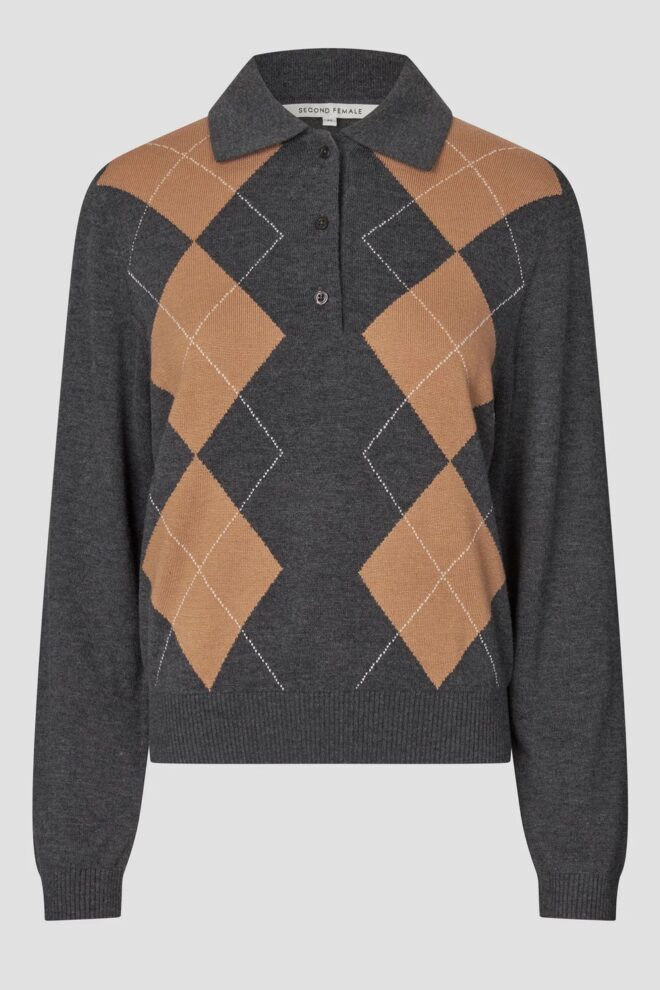 PULLOVER SHAILENE KNIT POLO DARK GREY