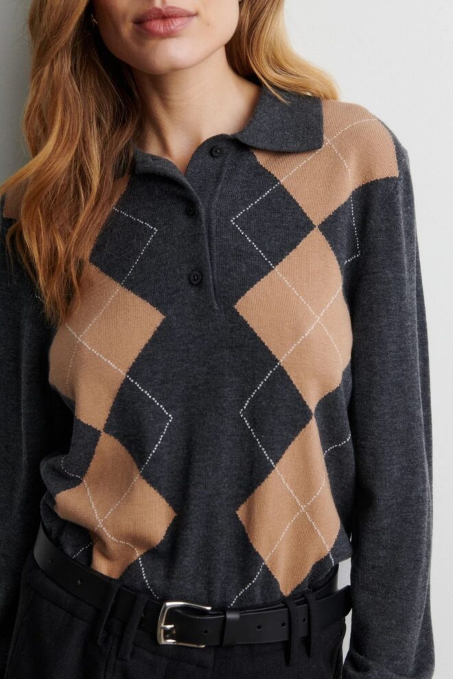 PULLOVER SHAILENE KNIT POLO DARK GREY