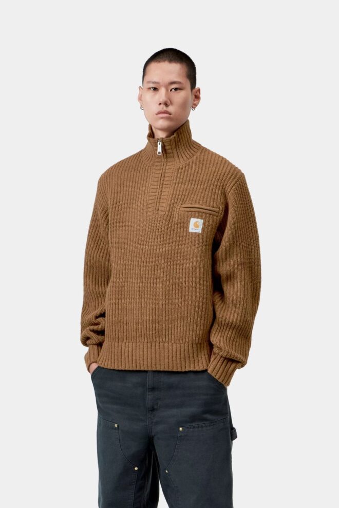 PULLOVER DETROIT HALF ZIP BROWN