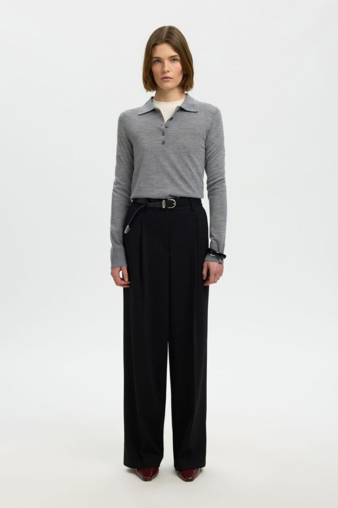PULLOVER 16098146 SLWTHEA COLLAR GREY