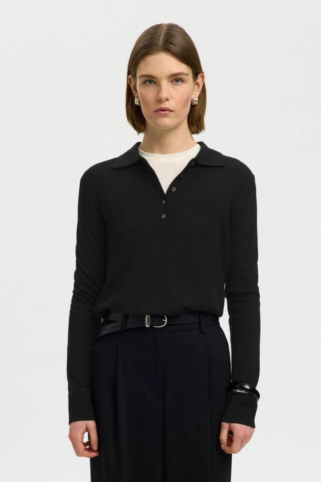 PULLOVER 16098146 SLWTHEA COLLAR BLACK