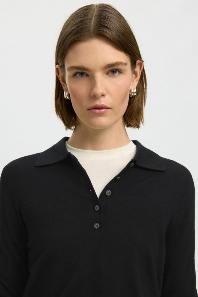 PULLOVER 16098146 SLWTHEA COLLAR BLACK