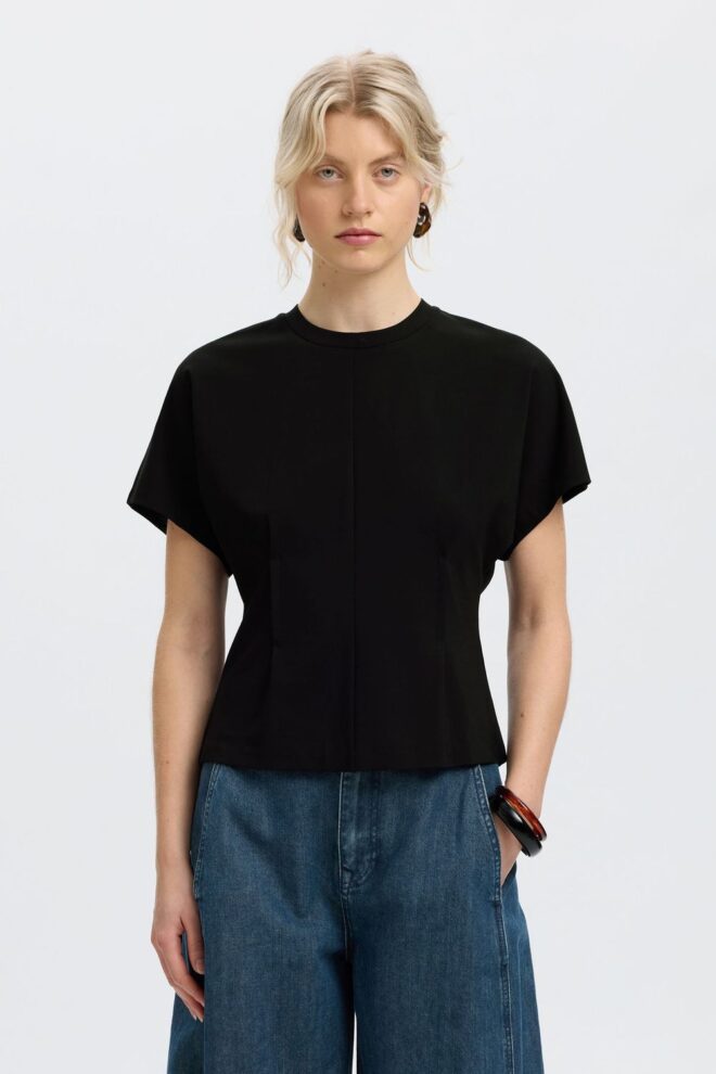 SHIRT 16102559 SLWERA SS TOP BLACK