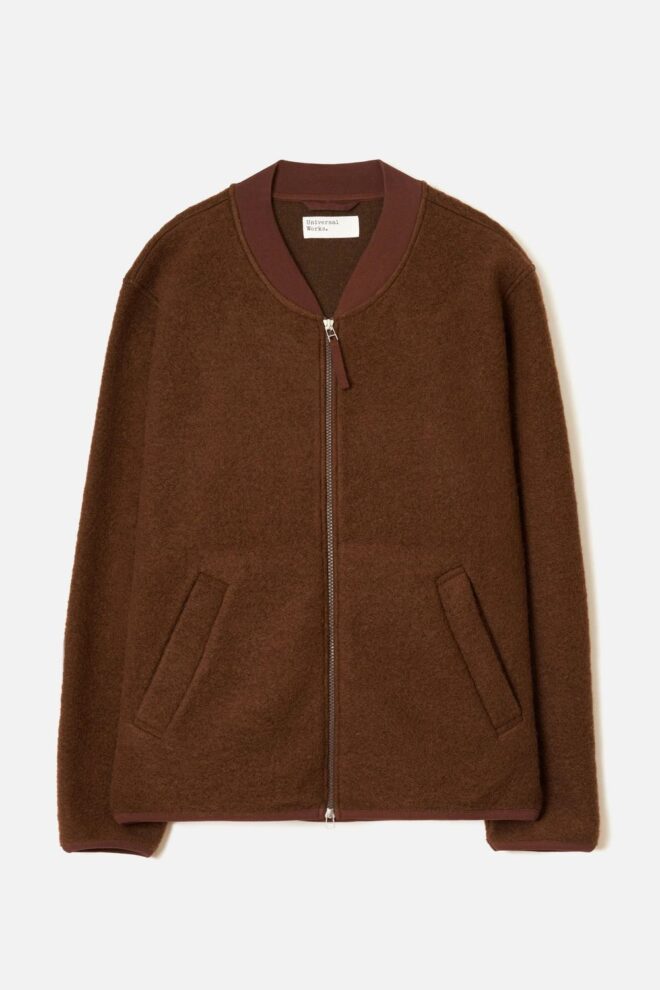 JACKE ZIP BOMBER WOOL FLEECE CACAO