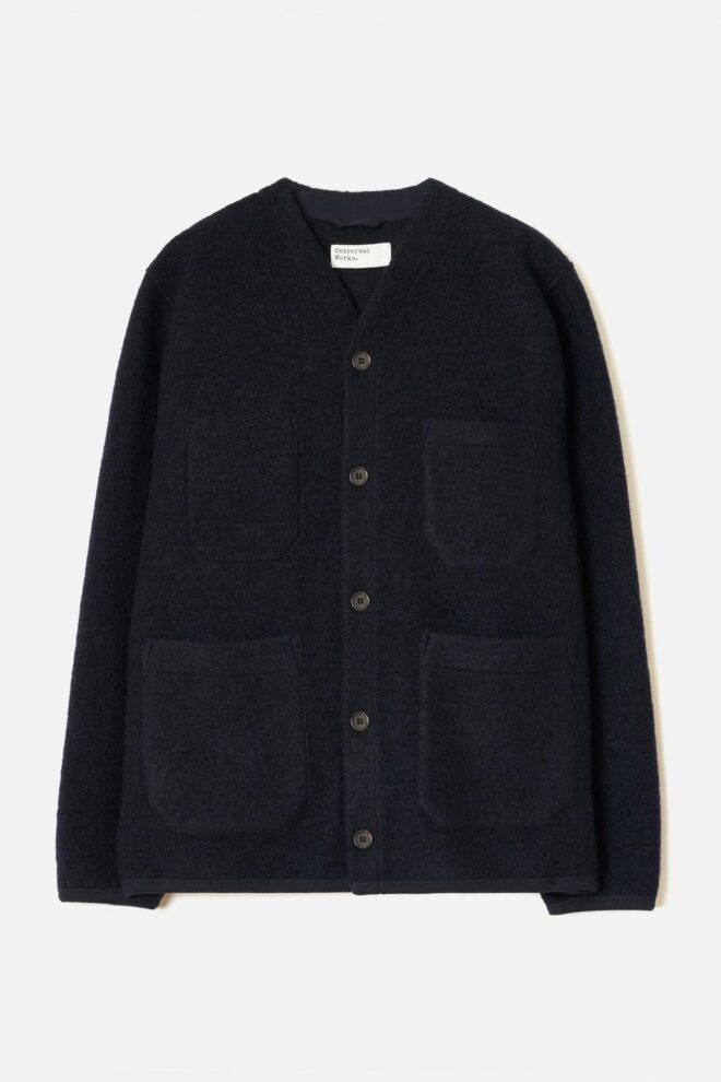 JACKE CARDIGAN WOOL FLEECE NAVY