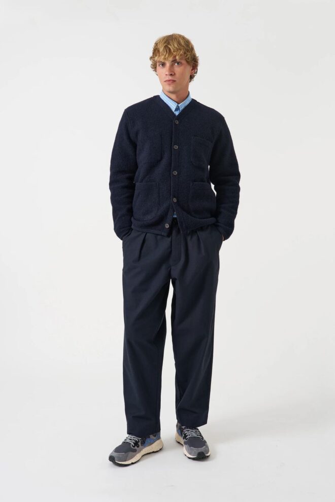 JACKE CARDIGAN WOOL FLEECE NAVY