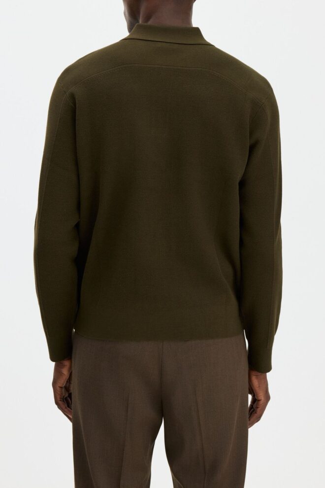 PULLOVER 32386 TEXTURED POLO DARK MOSS