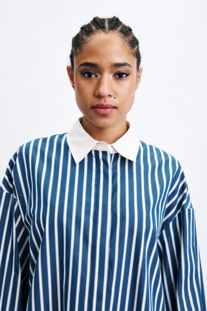 BLUSE MANDRAKIA BLEU PETROLE