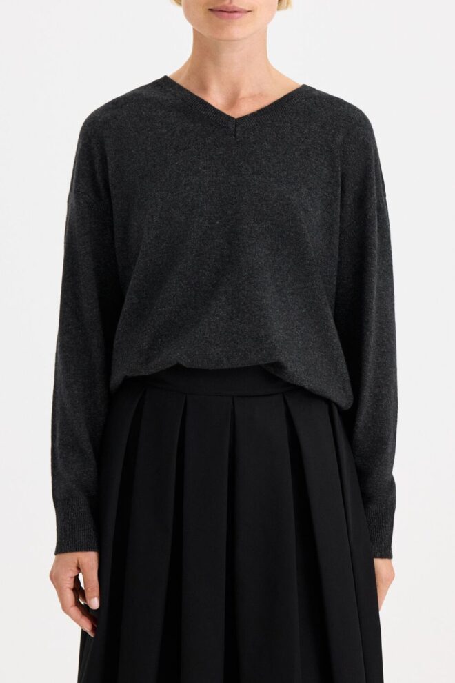 PULLOVER 32549 SOFT WOOL V-NECK ANTHRA