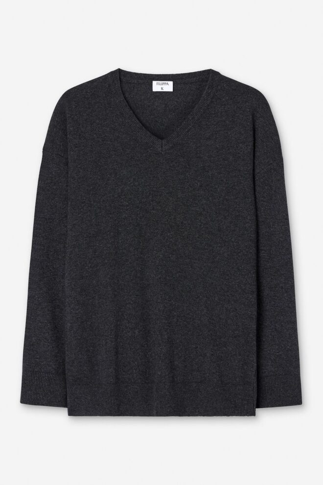 PULLOVER 32549 SOFT WOOL V-NECK ANTHRA