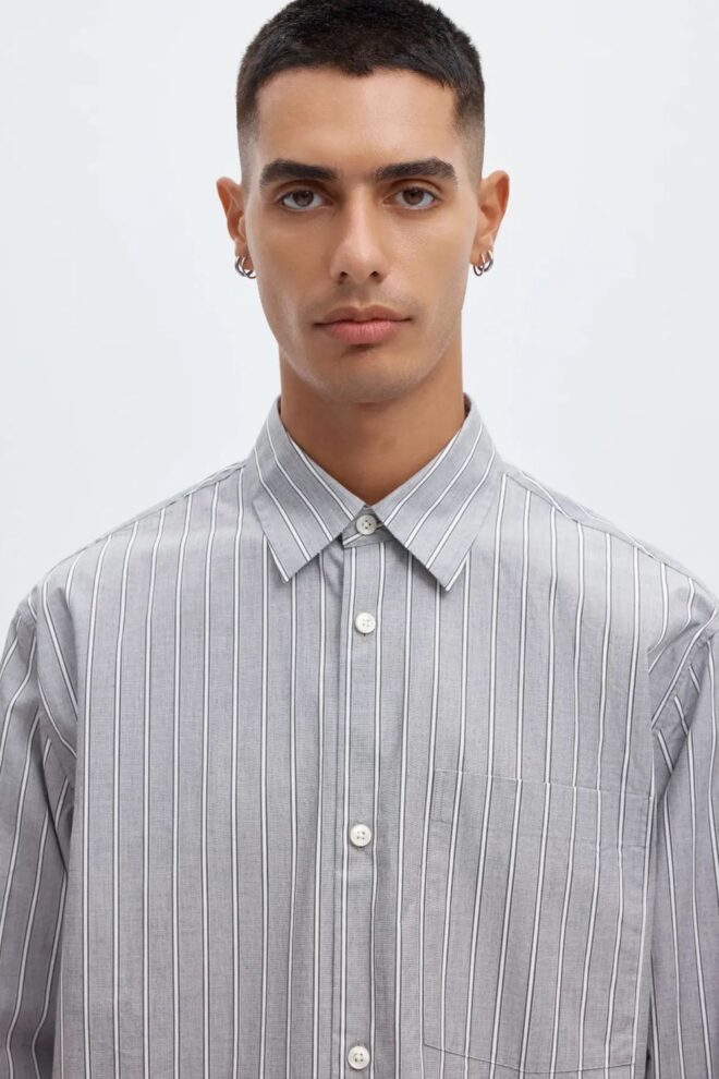 HEMD 16098363 ANRASLUND DOBBY GREY/STRIP