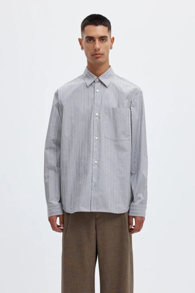HEMD 16098363 ANRASLUND DOBBY GREY/STRIP