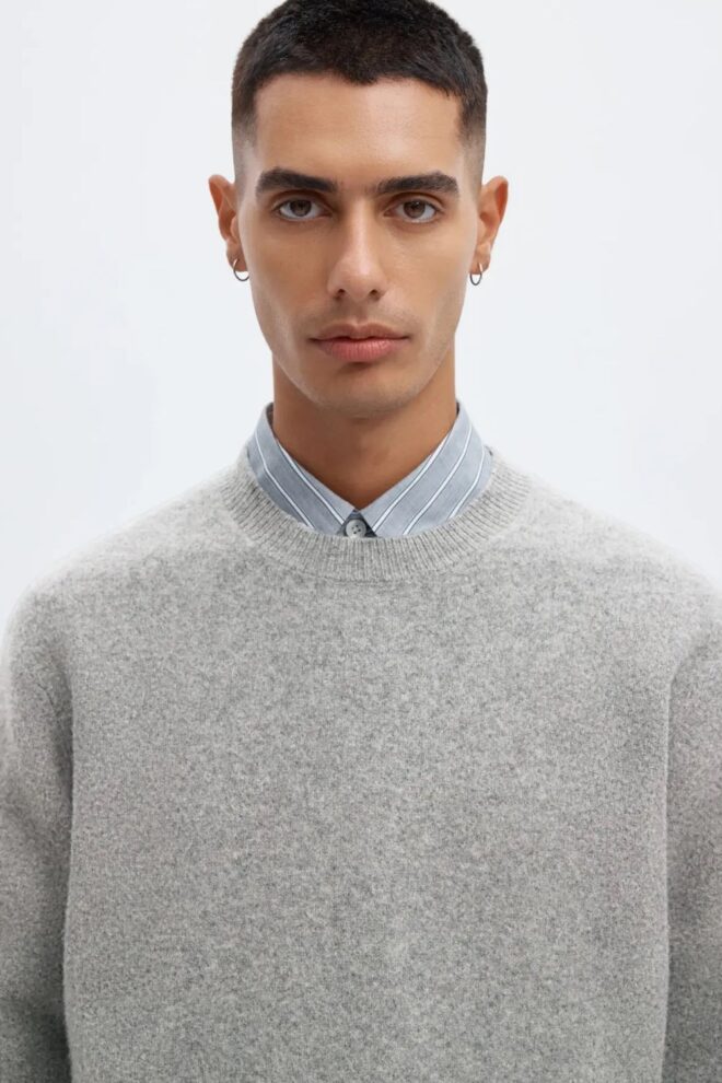 PULLOVER 1609495 ANRRAGI LS KNIT MEDIUM GREY
