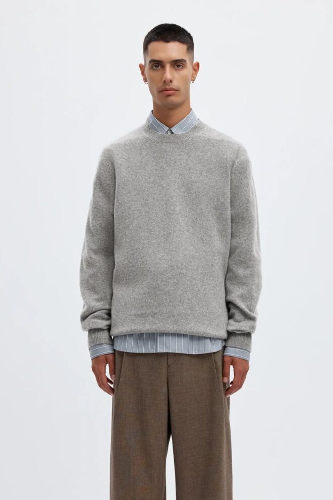 PULLOVER 1609495 ANRRAGI LS KNIT MEDIUM GREY
