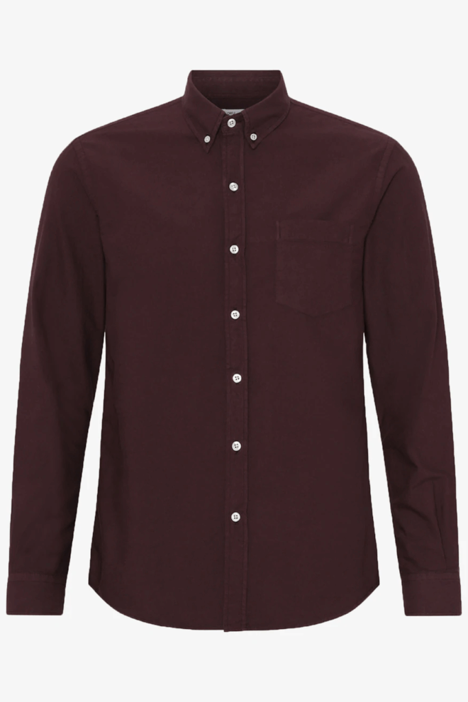 HEMD ORGANIC BUTTON DOWN SHIRT OXBLOOD RED