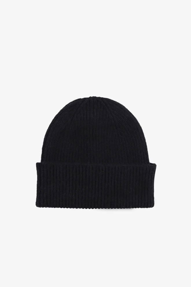 MÜTZE                                            MERINO WOOL BEANIE DEEP BLACK