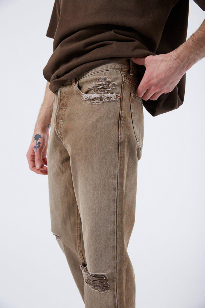 JEANS DASH USED NOUGAT RIPPED