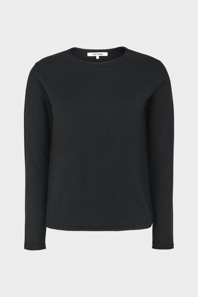 PULLOVER SRMARLA O-NECK ROLL EDGE BLACK