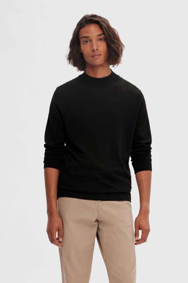 PULLOVER 16090148 SLHTOWN MOCK BLACK