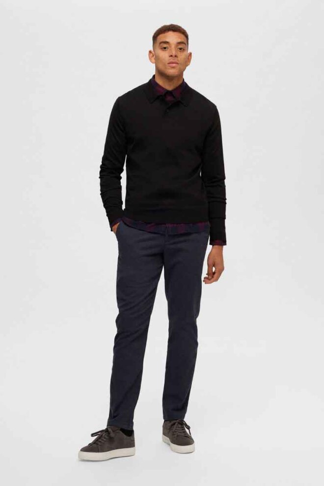 POLO 16090149 SLHTOWN MERINO BLACK