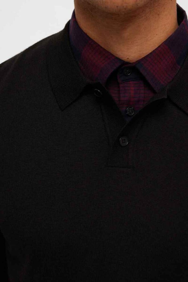 POLO 16090149 SLHTOWN MERINO BLACK