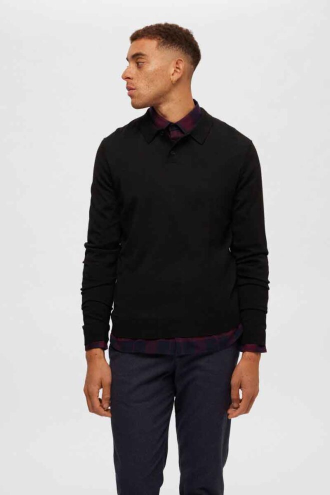 POLO 16090149 SLHTOWN MERINO BLACK